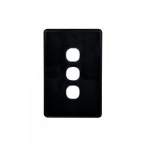 Flat Cat - Switch Plate Vertical 3 Gang (Less Mech)  Black x10 - FLSWPV3GBK