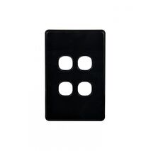 Flat Cat - Switch Plate Vertical 4 Gang (Less Mech)  Black x10 - FLSWPV4GBK