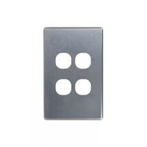 Flat Cat - Switch Vertical 4 Gang 10AX/16A 250V~  Brushed Aluminium Cover x10 - FLSWPV4GCBA