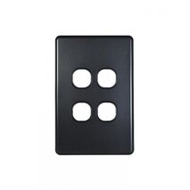 Flat Cat - Switch Plate Vertical 4 Gang (Less Mech)  Matt Black x10 - FLSWPV4GMBK