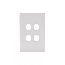 Flat Cat - Switch Plate Vertical 4 Gang (Less Mech)  Matt White x10 - FLSWPV4GMW