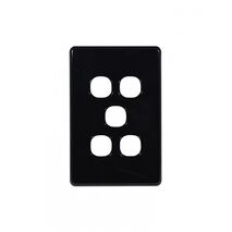 Flat Cat - Switch Plate Vertical 5 Gang (Less Mech)  Black x10 - FLSWPV5GBK
