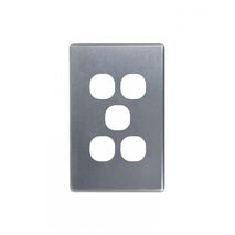Flat Cat - Switch Vertical 5 Gang 10AX/16A 250V~  Brushed Aluminium Cover x5 - FLSWPV5GCBA