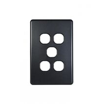 Flat Cat - Switch Plate Vertical 5 Gang (Less Mech)  Matt Black x10 - FLSWPV5GMBK