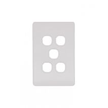 Flat Cat - Switch Plate Vertical 5 Gang (Less Mech)  Matt White x10 - FLSWPV5GMW