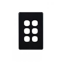 Flat Cat -u00a0Switch Plate Vertical 6 Gang (Less Mech)  Black x10 - FLSWPV6GBK