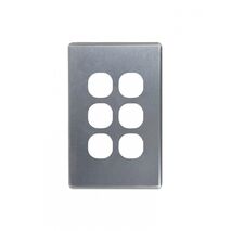 Flat Cat -u00a0Switch Vertical 6 Gang 10AX/16A 250V~  Brushed Aluminium Cover x5 - FLSWPV6GCBA