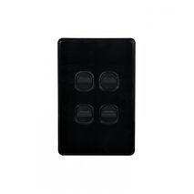 Flat Cat - Switch Vertical 4 Gang 10AX/16A 250V~  Black x10 - FLSWV4GBK