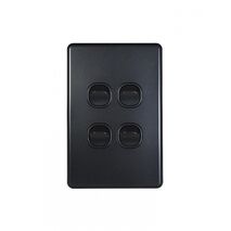Flat Cat - Switch Vertical 4 Gang 10AX/16A 250V~  Matt Black x10 - FLSWV4GMBK