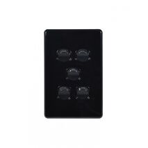 Flat Cat - Switch Vertical 5 Gang 10AX/16A 250V~  Black x5 - FLSWV5GBK