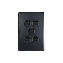 Flat Cat - Switch Vertical 5 Gang 10AX/16A 250V~  Matt Black x5 - FLSWV5GMBK