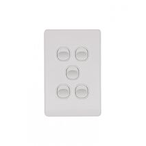 Flat Cat - Switch Vertical 5 Gang 10AX/16A 250V~  Matt White x5 - FLSWV5GMW