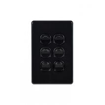 Flat Cat -u00a0Switch Vertical 6 Gang 10AX/16A 250V~  Black x5 - FLSWV6GBK