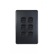 Flat Cat -u00a0Switch Vertical 6 Gang 10AX/16A 250V~  Matt Black x5 - FLSWV6GMBK