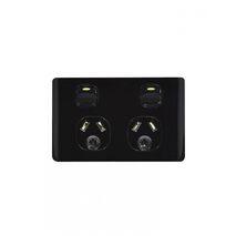 Leopard - Power Point Switched 2 Gang, 10A 250V~  Black x10 - LEPP2GBK