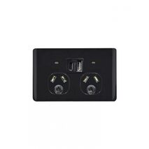 Leopard -u00a0Power Point Fully Integrated Dual USB Charger (Type A & C) Auto Switched  Black x16 - LEPP2USBAUBK