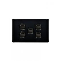 Leopard -u00a0Switch Horizontal 5 Gang, 16AX/20A 250V~  Black x5 - LESW5GBK
