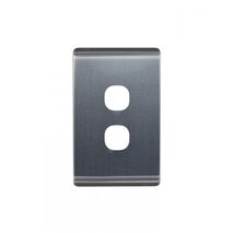 Leopard - Switch Vertical 2 Gang, 16AX/20A 250V~  Brushed Aluminium Cover x10 - LESWPV2GCBA