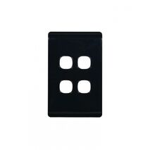 Leopard - Switch Plate Vertical 4 Gang (Less Mech)  Black x10 - LESWPV4GBK