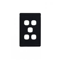 Leopard -u00a0Switch Plate Vertical 5 Gang (Less Mech)  Black x10 - LESWPV5GBK