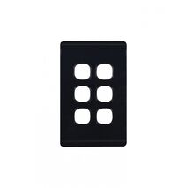 Leopard - Switch Plate Vertical 6 Gang (Less Mech)  Black x10 - LESWPV6GBK