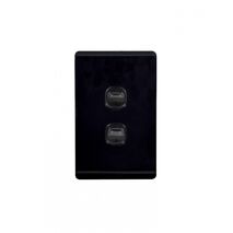 Leopard - Switch Vertical 2 Gang, 16AX/20A 250V~  Black x10 - LESWV2GBK