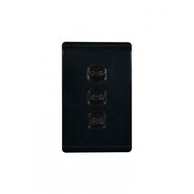 Leopard - Switch Vertical 3 Gang, 16AX/20A 250V~  Black x10 - LESWV3GBK
