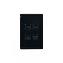 Leopard - Switch Vertical 4 Gang, 16AX/20A 250V~  Black x10 - LESWV4GBK