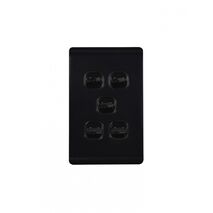 Leopard - Switch Vertical 5 Gang, 16AX/20A 250V~  Black x5 - LESWV5GBK