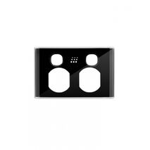Powermesh - Double Power Point, Switched 2 Gang, 10A 250Vu00a0(formerlyu00a0PMPUPP2GS)  Snow Leopard Black Cover x1 - PMPPSNCBK