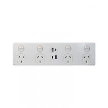 Puma - Power Point 4 Gang 10A 250V~ Double Pole Plus 4 Gang USB Charger Type A & C (3.1A Top & 3.1A Bottom)  x1 - PU4X4AC