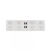 Puma - 4X4 - 4 Socket's x 4 USB's - Double Pole - 250V~, 10A,  Matt White x8 - PU4X4MW