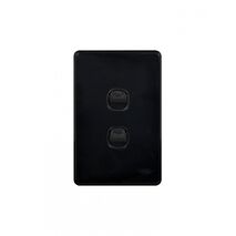 Puma - Switch Vertical 2 Gang, 10AX/16A 250V~  Black x10 - PUSWV2GBK