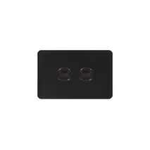 Senoa Simple -u00a0Switch Glass Front Horizontal 2 Gang 16AX/20A 250V  Black x10 - SENSW2GBK