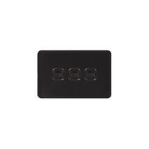 Senoa Simple -u00a0Switch Glass Front Horizontal 3 Gang 16AX/20A 250V  Black x10 - SENSW3GBK