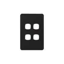 Senoa Simple -u00a0Switch Plate Vertical 4 Gang (Less Mech)  Black  x10 - SENSWPV4GBK