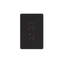 Senoa Simple -u00a0Switch Glass Front Vertical 2 Gang 16AX/20A 250V  Black x10 - SENSWV2GBK