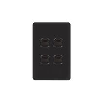 Senoa Simple -u00a0Switch Glass Front Vertical 4 Gang 16AX/20A 250V  Black x10 - SENSWV4GBK