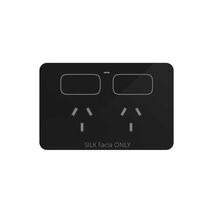 Senoa Accessibility Double Power Point 10A 250V  Silk Facia Upgrade - Black x1 - SNASGSFPBK