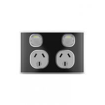 Snow Leopard - Power Point Switched 2 Gang 10A 250V~, White Cover, White Grid  White/White x10 - SNPP2GWW