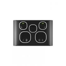 Snow Leopard - Power Point Switched 2 Gang 10A 250V~, With Removable Extrau00a0Swtich 16AX/20A, White Cover, White Grid  Black/Black x5 - SNPPSW2GBB