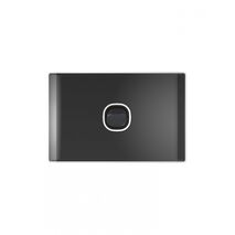 Snow Leopard - Switch Horizontalu00a01 Gang 16AX/20A 250V~, White Cover, White Grid  Black/Black x10 - SNSW1GBB