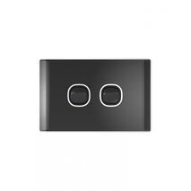 Snow Leopard - Switch Horizontalu00a02 Gang 16AX/20A 250V~, White Cover, White Grid  Black/Black x10 - SNSW2GBB