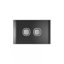 Snow Leopard - Switch Horizontalu00a02 Gang 16AX/20A 250V~, White Cover, White Grid  Black/Silver x10 - SNSW2GBS