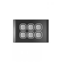 Snow Leopard - Switch Horizontalu00a06 Gang 16AX/20A 250V~, White Cover, White Grid  Black/Silver x5 - SNSW6GBS