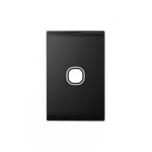 Snow Leopard - Switch Plate Vertical 1 Gang (Less Mech), White Cover, White Grid  Black/Black x10 - SNSWPV1GBB