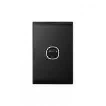 Snow Leopard -u00a0Switch Vertical 1 Gang 16AX/20A 250V~, White Cover, White Grid  Black/Black x10 - SNSWV1GBB
