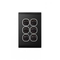 Snow Leopard -u00a0Switch Vertical 6 Gang 16AX/20A 250V~, White Cover, White Grid  Black/Black x5 - SNSWV6GBB
