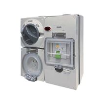 Buffalo -u00a0Combination Switched Socket IP66 10A 250V ac 3 Flat Pin with RCD 30mA Protection On BUBB4G with Neon Indicator  x1 - BUC310RC30N