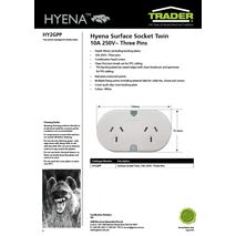 Surface Socket Twin 10A 250V~ Three Pins  x5 - HY2GPP